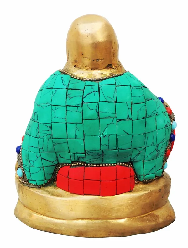 Brass_Showpiece_Laughing_Buddha_Statue_With_Turquoise_Coral_Stone_Finish_-_4.5x2.8x5.2_Inch_(BS325_D)