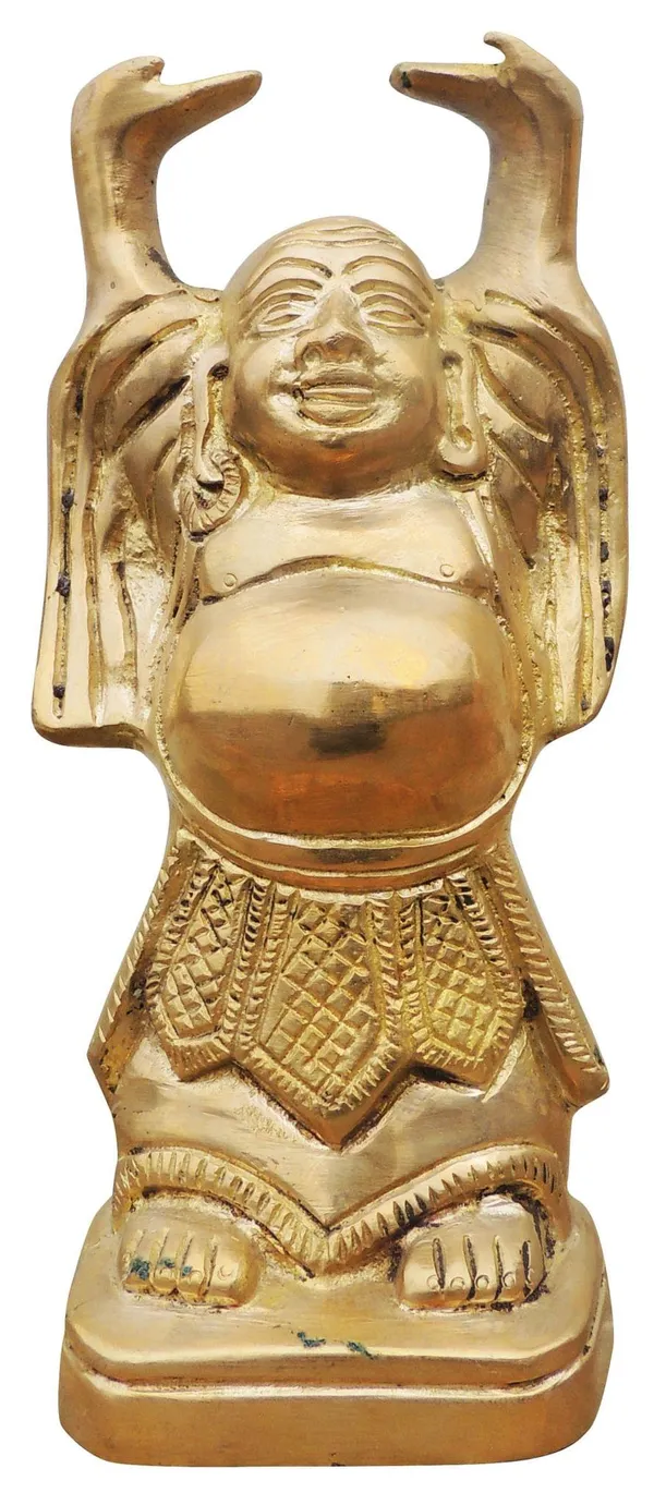 Brass_Showpiece_Laughing_Buddha_Plain_Statue_-_3.5x2.6x7.6_Inch_(BS325_G)