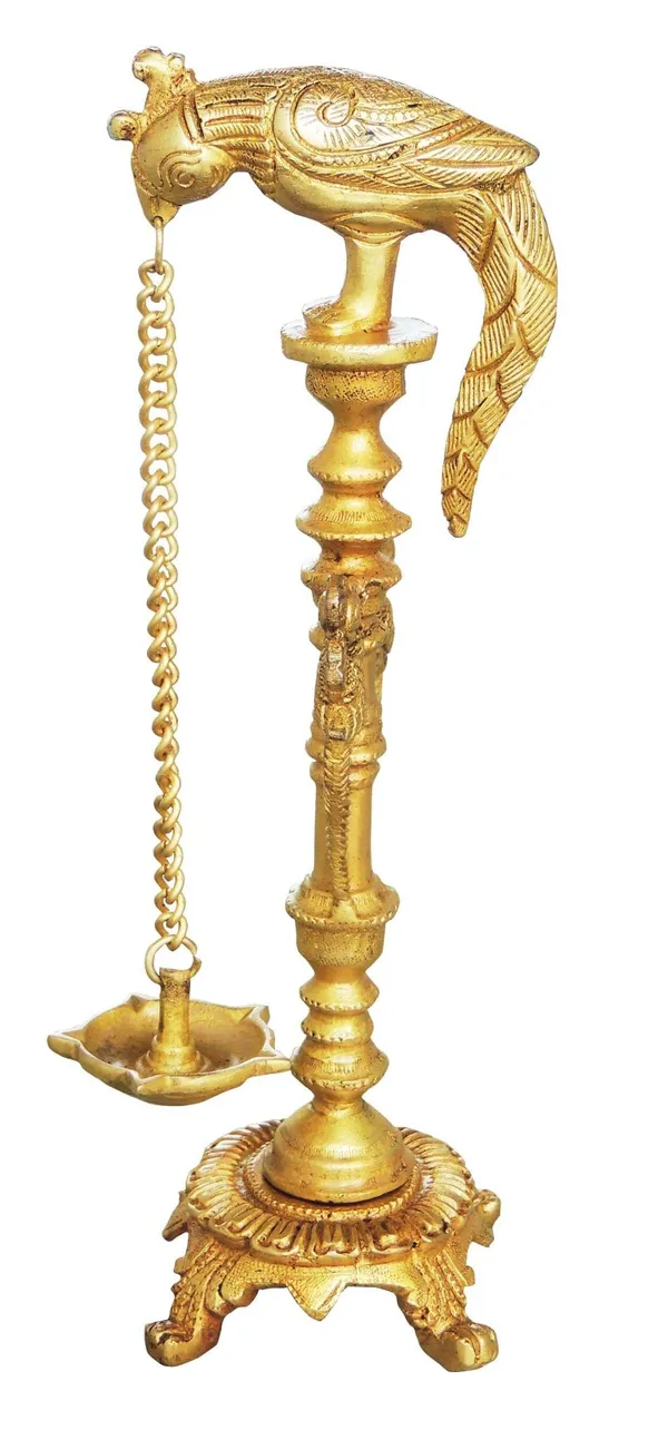Brass_Table_D?cor_Parrot_Deepak_-_3.6x3.3x12.5_Inch_(BS385)