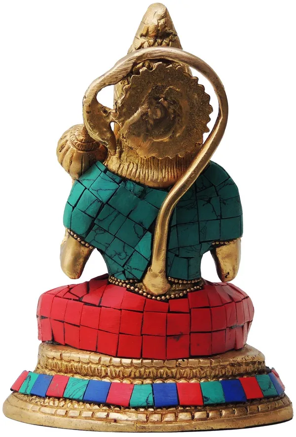 Brass_Showpiece_Hanuman_Ji_With_Turquoise_Coral_Stone_Finish_Statue_-_3x5x6.5_Inch_(BS433)