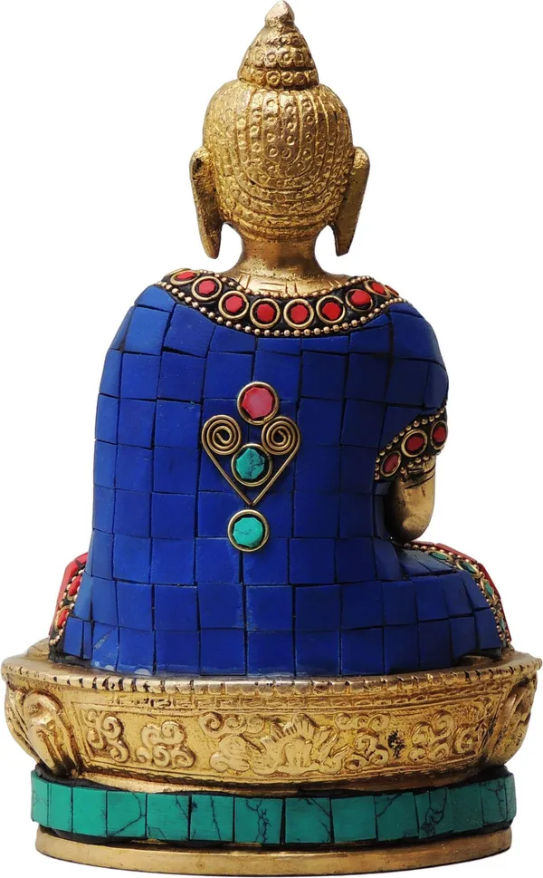 Brass_Showpiece_Budha_Stone_Statue_With_Turquoise_Coral_Stone_Finish_-_4x2.5x7_Inch_(BS435)