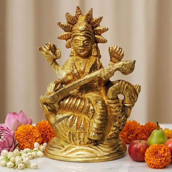 Brass_Showpiece_Saraswati_Ji_Statue_-_2.5x1.5x3.5_Inch_(BS816_A)