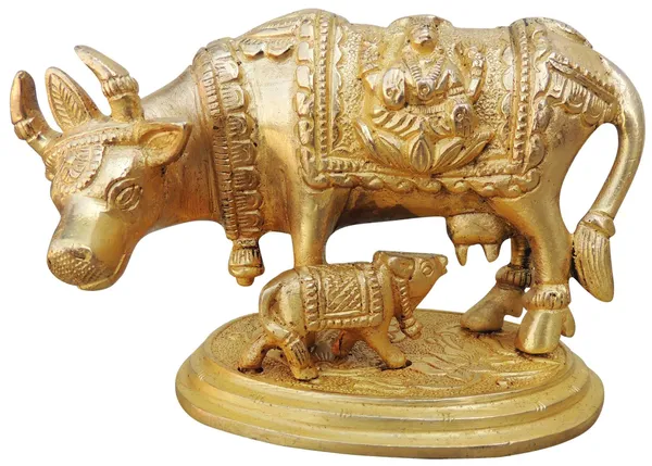 Brass_Showpiece_Cow_with_Base_Statue_-_5x2.8x3_inch_(BS889_A)