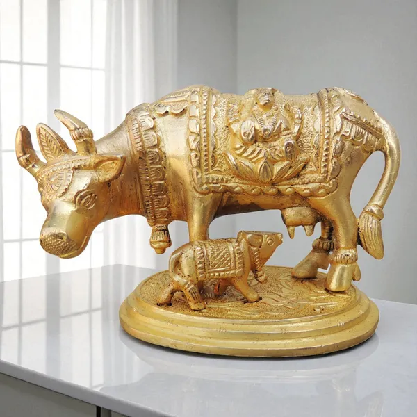 Brass_Showpiece_Cow_with_Base_Statue_-_5x2.8x3_inch_(BS889_A)