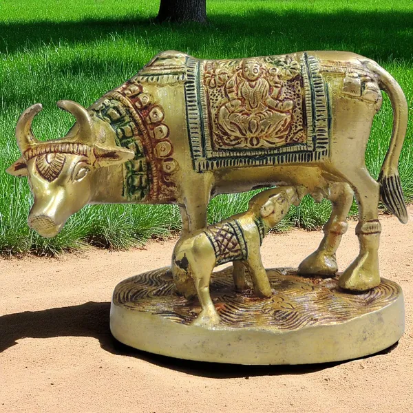 Brass_Showpiece_Cow_&_Calf_God_Idol_Statue_-_4.5x2.6x4_Inch_(BS889_C)