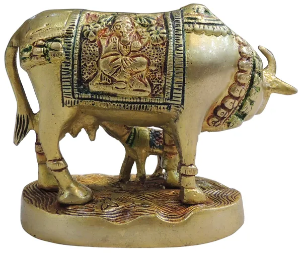 Brass_Showpiece_Cow_&_Calf_God_Idol_Statue_-_4.5x2.6x4_Inch_(BS889_C)