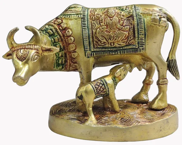 Brass_Showpiece_Cow_&_Calf_God_Idol_Statue_-_4.5x2.6x4_Inch_(BS889_C)