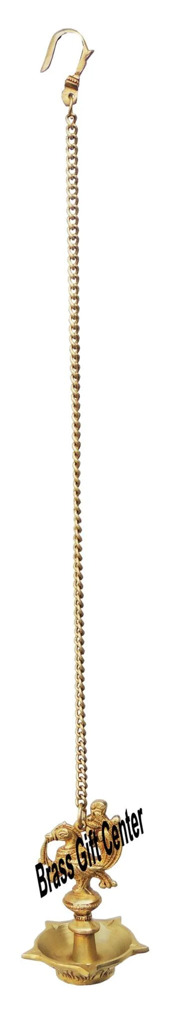 Brass_Showpiece_Murga_Deepak_With_Chain_Statue_-_3x3x18.5_Inch_(BS900_A)