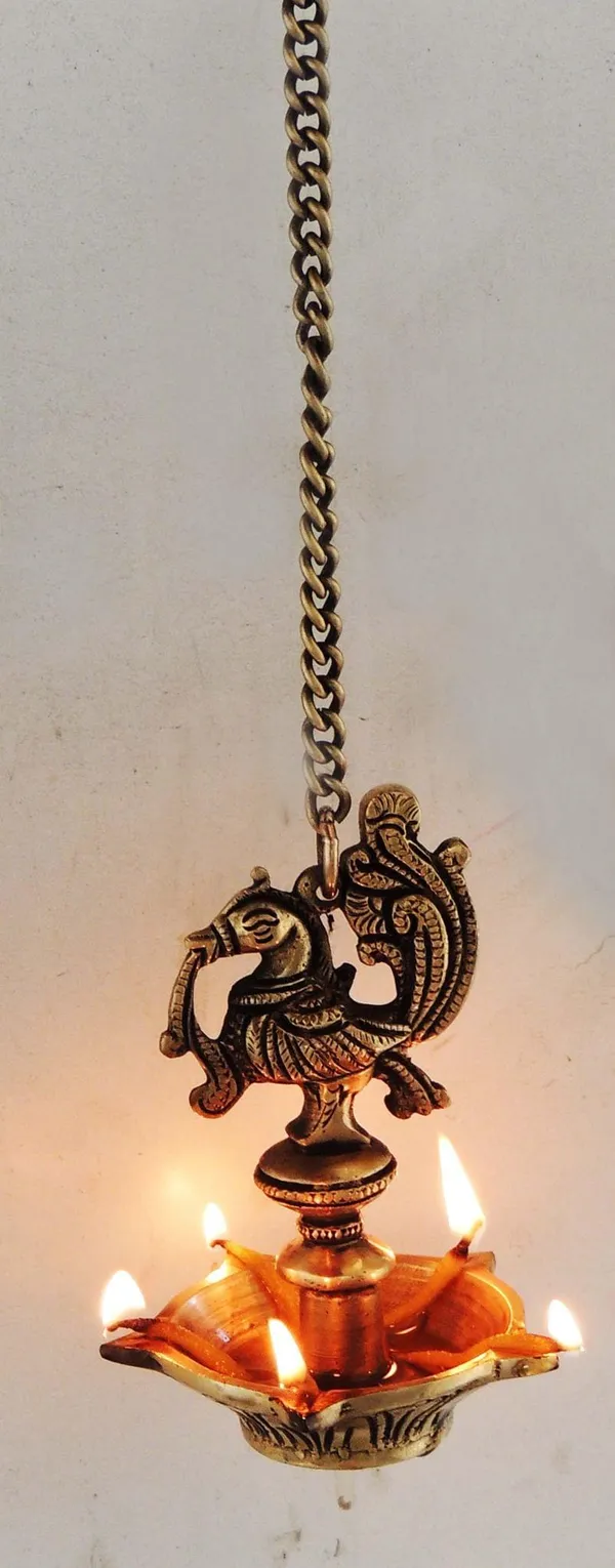 Brass_Showpiece_Murga_Deepak_With_Chain_Statue_-_3x3x18.5_Inch_(BS900_B)