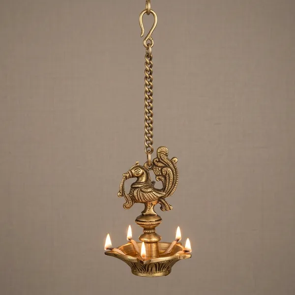 Brass_Showpiece_Murga_Deepak_With_Chain_Statue_-_3x3x18.5_Inch_(BS900_B)
