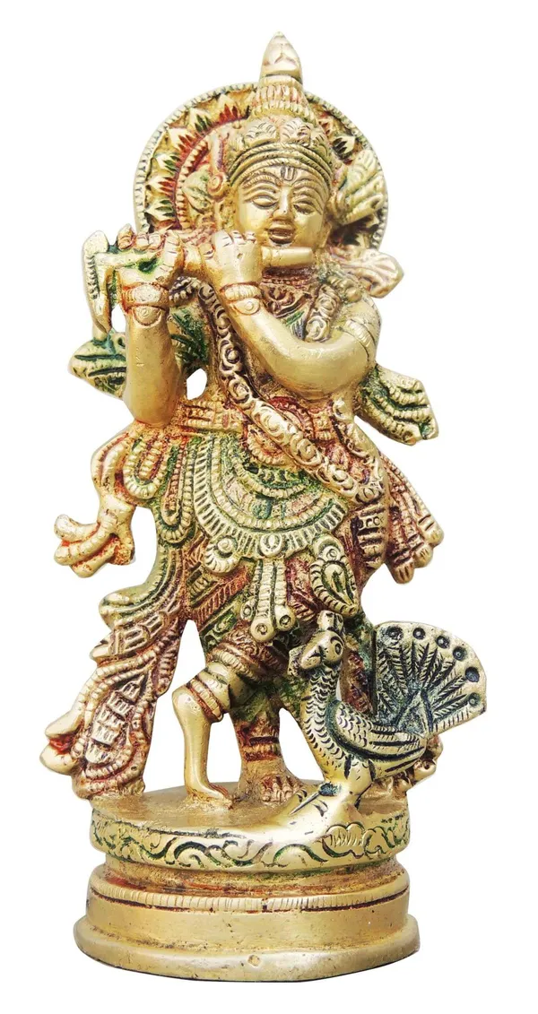 Brass_Krishna_Colour_Statue-3.3x2.5x6.8_(BS938_A)