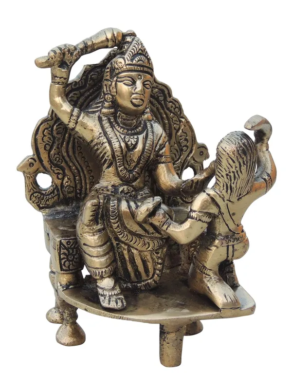 Brass_Showpiece_Baglamukhi_Statue_-_3.2x3x5_Inch_(BS967_A)