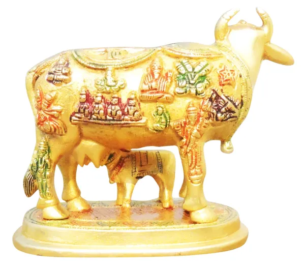 Brass_Showpiece_Cow_With_Calf_Statue_-_6x4x5.5_inch_(BS984_A)