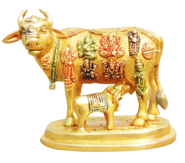 Brass_Showpiece_Cow_With_Calf_Statue_-_6x4x5.5_inch_(BS984_A)