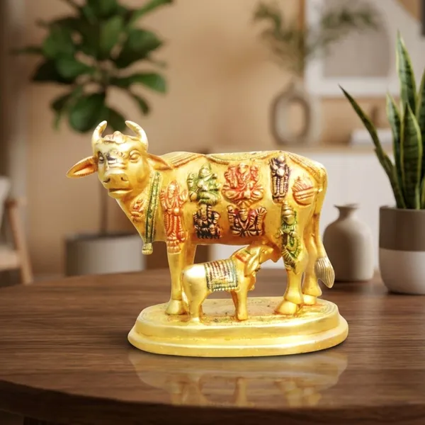 Brass_Showpiece_Cow_With_Calf_Statue_-_6x4x5.5_inch_(BS984_A)