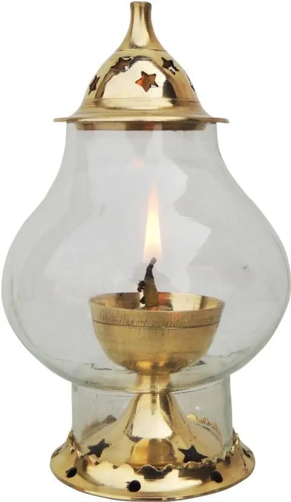 Brass_Table_Decor_Oil_Lamp_Deepak_With_Chimney_-_3.2x3.2x5.2_inch_(F366_B)