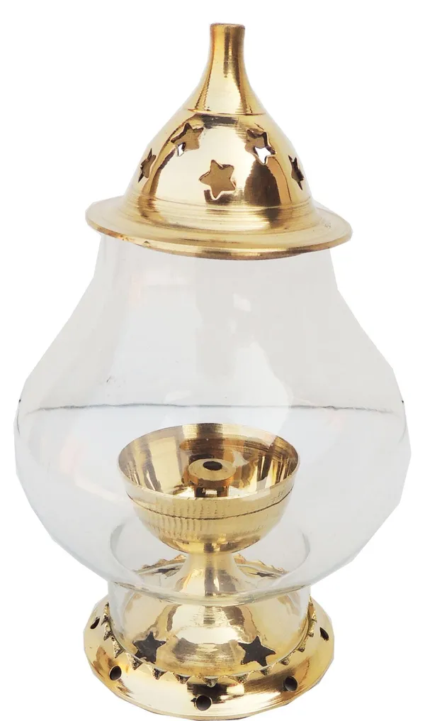 Brass_Table_Decor_Oil_Lamp_Deepak_With_Chimney_-_3.2x3.2x5.2_inch_(F366_B)