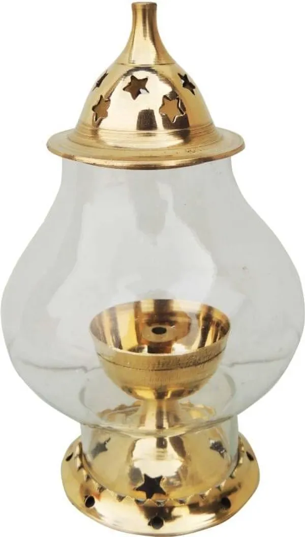 Brass_Table_Decor_Oil_Lamp_Deepak_With_Chimney_-_3.2x3.2x5.2_inch_(F366_B)