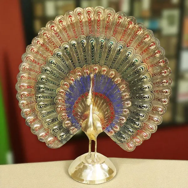 Brass_Handicraft_Showpiece_Peacock_Statue_-_9x3x9.5_inch_(F375_A)