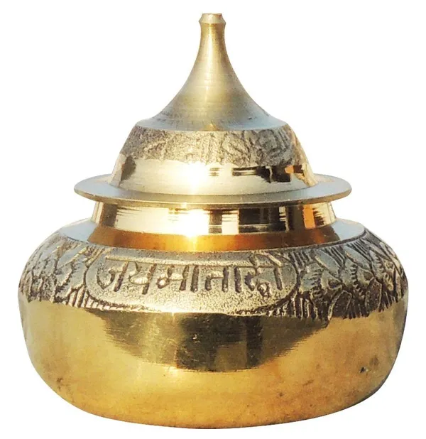 Brass_Handicraft_Sindoor_Dani,_Dabbi_With_Brass_Finish_-_1.7x1.7x2_inch_(F416_A)_-_Pack_of_2