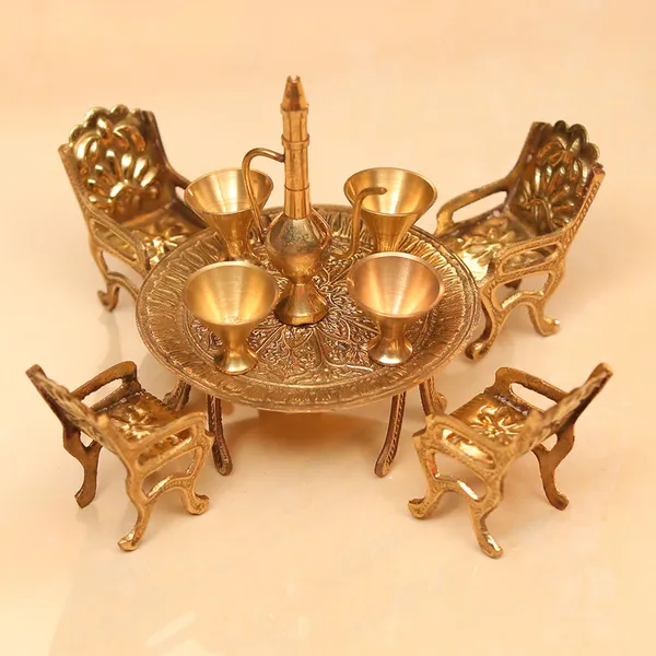 Brass_Mini_Miniature_Dining_Table_set_for_Children_playing_-_(F484_A)