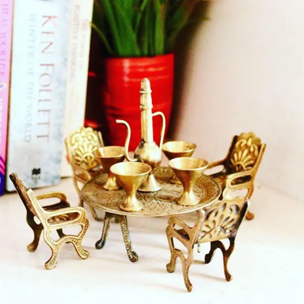 Brass_Mini_Miniature_Dining_Table_set_for_Children_playing_-_(F484_A)