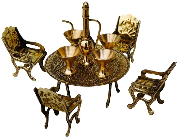 Brass_Mini_Miniature_Dining_Table_set_for_Children_playing_-_(F484_A)