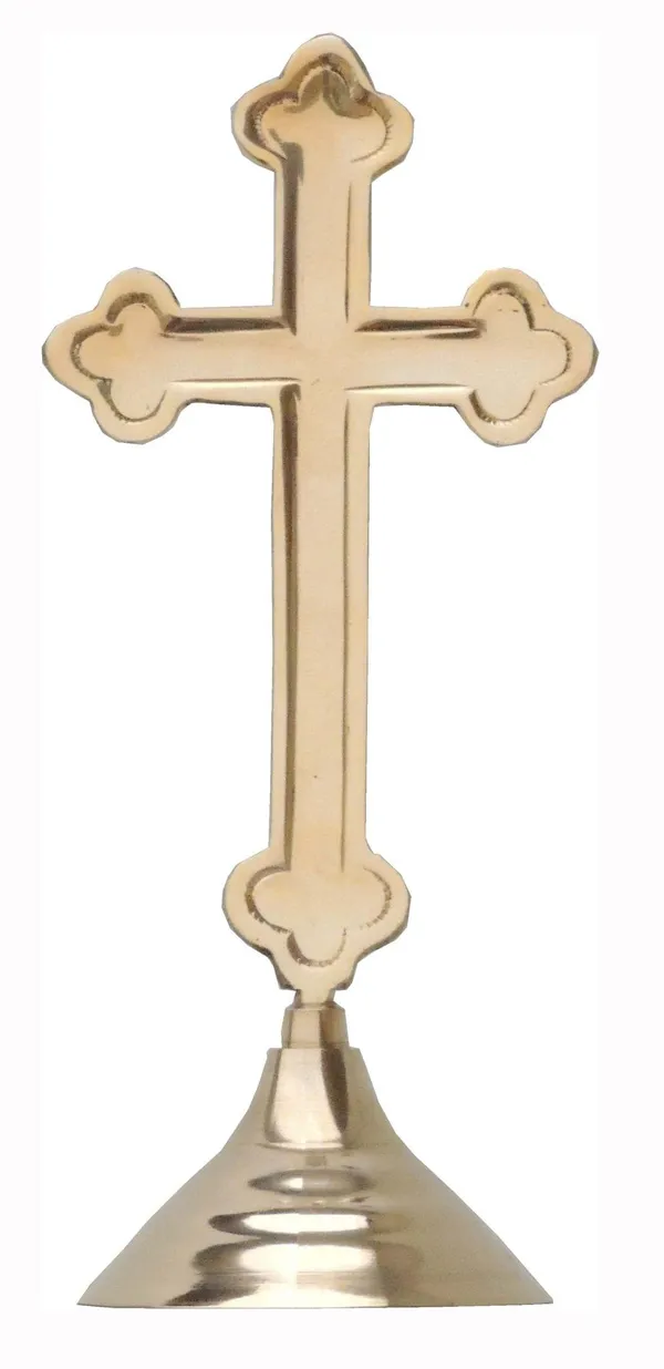 Brass_Decorative_Showpiece_Cross_Christmas_Gift_item_-_4.5x3.7x10_inch_(F486_C)