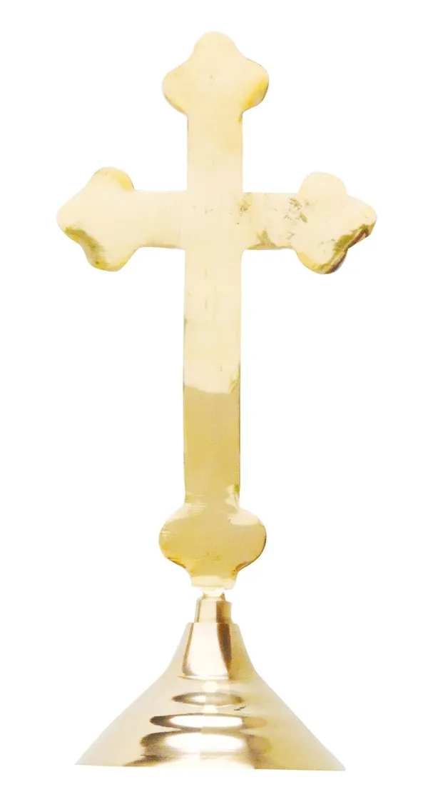 Brass_Decorative_Showpiece_Cross_Christmas_Gift_item_-_4.5x3.7x10_inch_(F486_C)