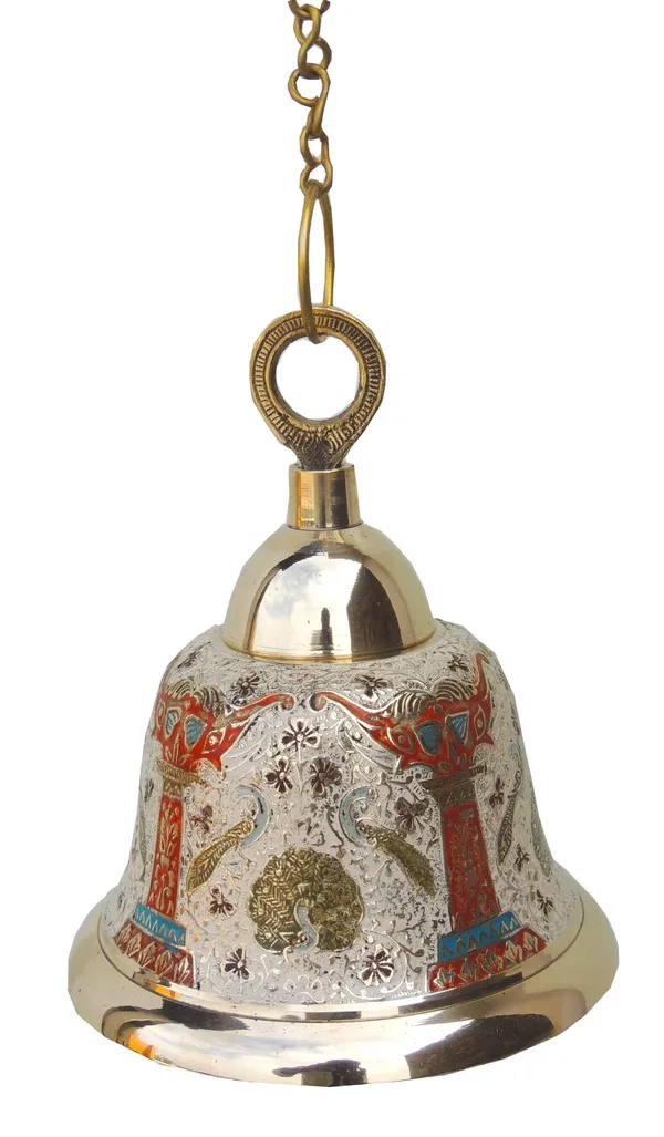 Brass_Hanging_Temple_Pooja_Bell,_Bell_White_Color_-_7x7x8.5_inch_(F511_A)