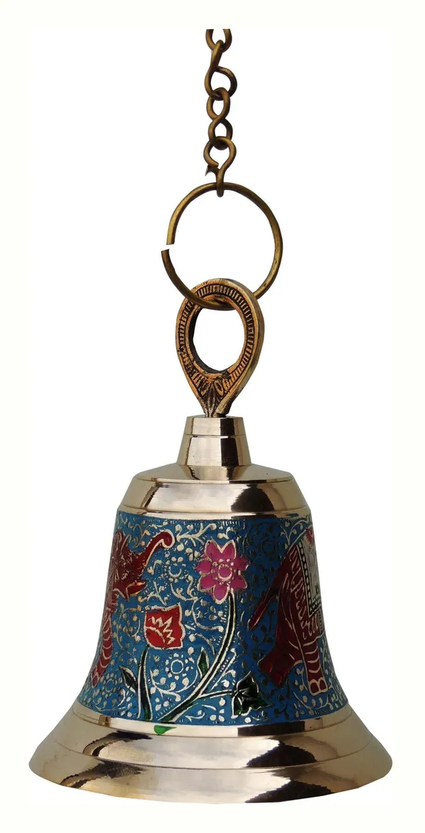Brass_Hanging_Temple_Pooja_Bell,_Bell_Blue_Color_-_5.5x5.5x7_inch_(F513_B)