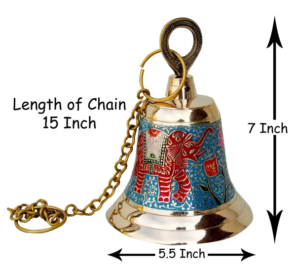 Brass_Hanging_Temple_Pooja_Bell,_Bell_Blue_Color_-_5.5x5.5x7_inch_(F513_B)
