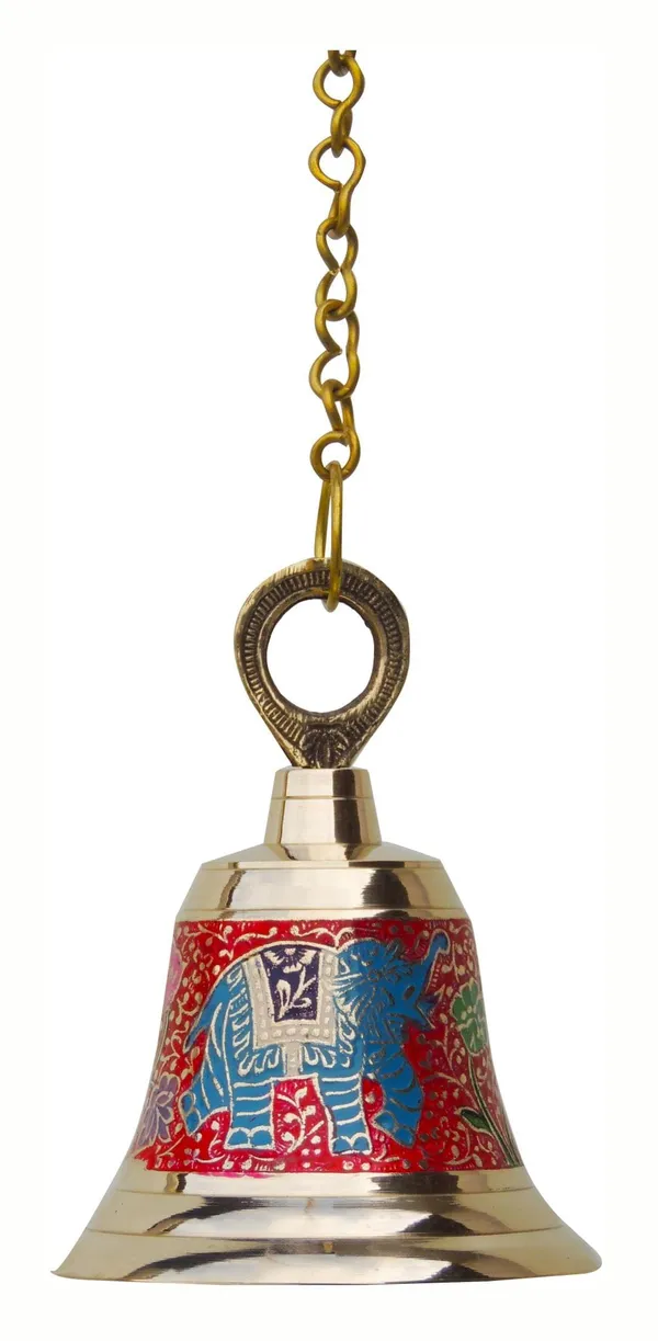 Brass_Hanging_Temple_Pooja_Bell,_Bell_Red_Color_-_5x5x6.5_inch_(F514_A)