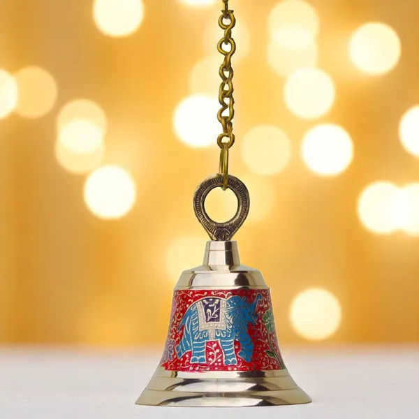 Brass_Hanging_Temple_Pooja_Bell,_Bell_Red_Color_-_5x5x6.5_inch_(F514_A)