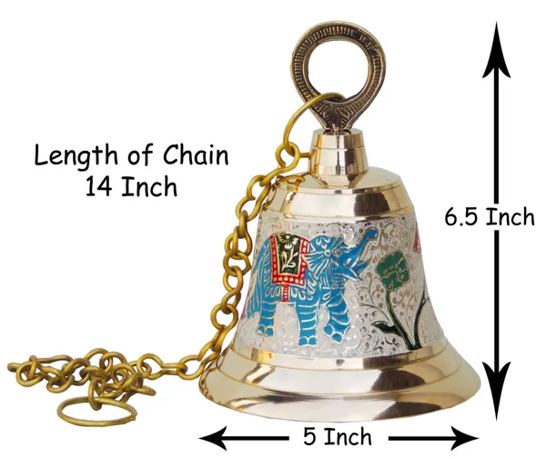 Brass_Hanging_Temple_Pooja_Bell,_Bell_White_Color_-_5x5x6.5_inch_(F514_C)