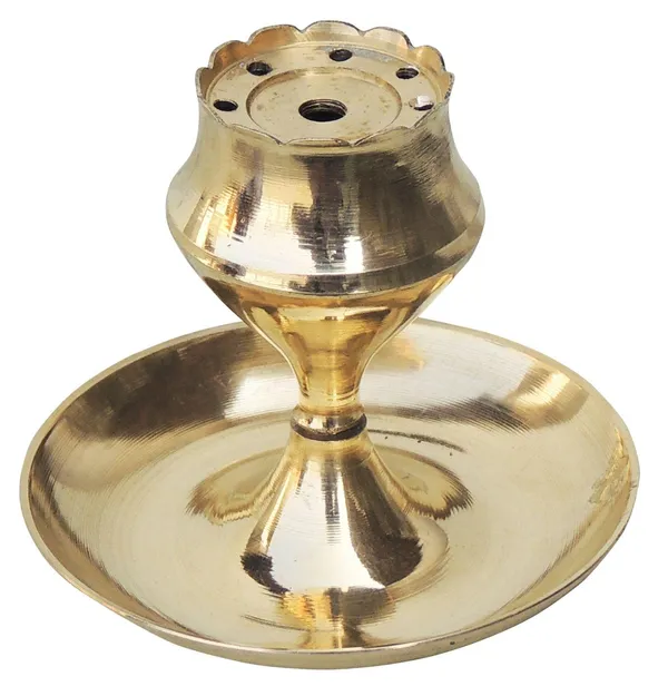 Brass_God_Temple_Agardan,_Agarbatti_Stand_Plate_-_3x3x2.6_inch_(F637_B_)_-_Pack_of_2