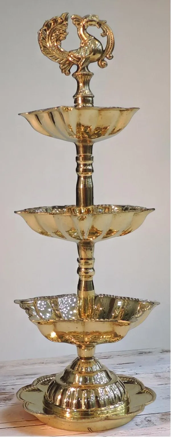 Brass_Table_Decor_3_Step_Murga_Deepak_-_3x3x9_Inch_(F782_C)