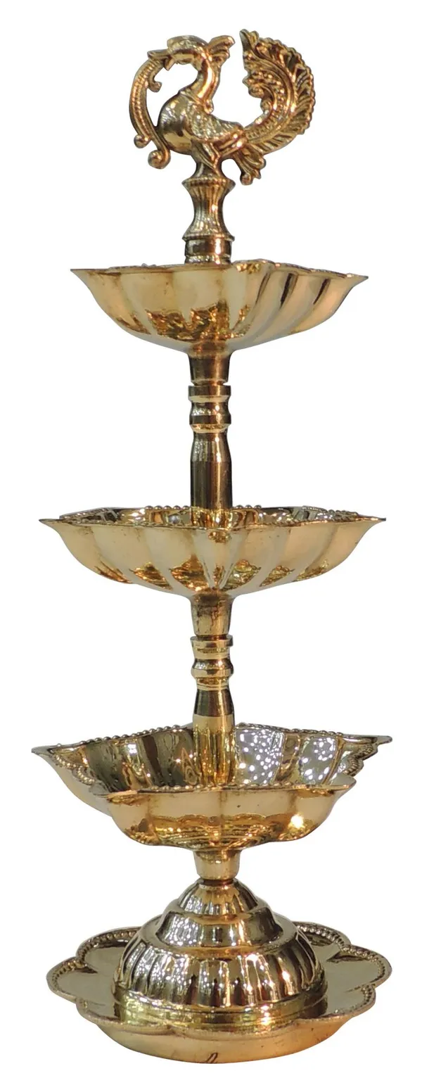Brass_Table_Decor_3_Step_Murga_Deepak_-_3x3x9_Inch_(F782_C)