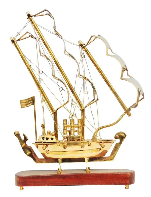 Brass_Table_Decor_Showpiece_Ship_With_Wooden_Base_-_10x3x15_inch_(MR128_B)