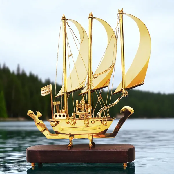 Brass_Table_Decor_Showpiece_Ship_With_Wooden_Base_-_9x3x11.8_inch_(MR129_A)