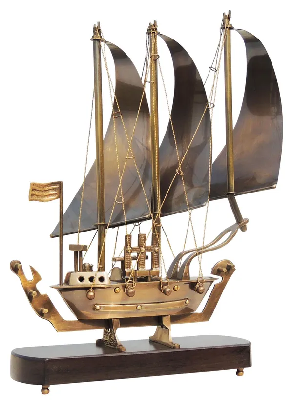 Brass_Table_Decor_Showpiece_Ship_With_Wooden_Base_-_12x3.4x15_inch_(MR172_B)