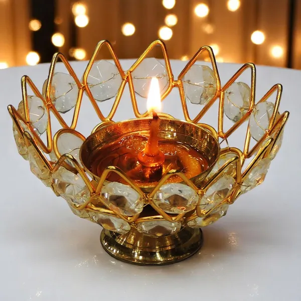 Brass_Table_Decor_Oil_Lamp_Deepak_With_Crystal_-_3.6x3.6x2.1_inch_(Z139_C)_-_Pack_of_2