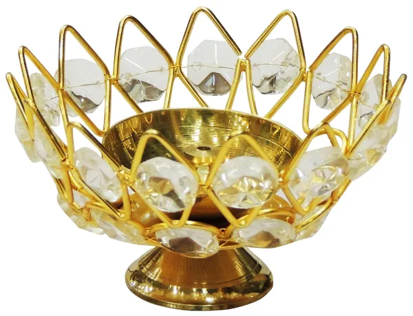 Brass_Table_Decor_Oil_Lamp_Deepak_With_Crystal_-_3.6x3.6x2.1_inch_(Z139_C)_-_Pack_of_2