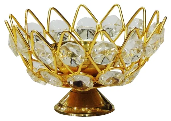 Brass_Table_Decor_Oil_Lamp_Deepak_With_Crystal_-_3.6x3.6x2.1_inch_(Z139_C)_-_Pack_of_2