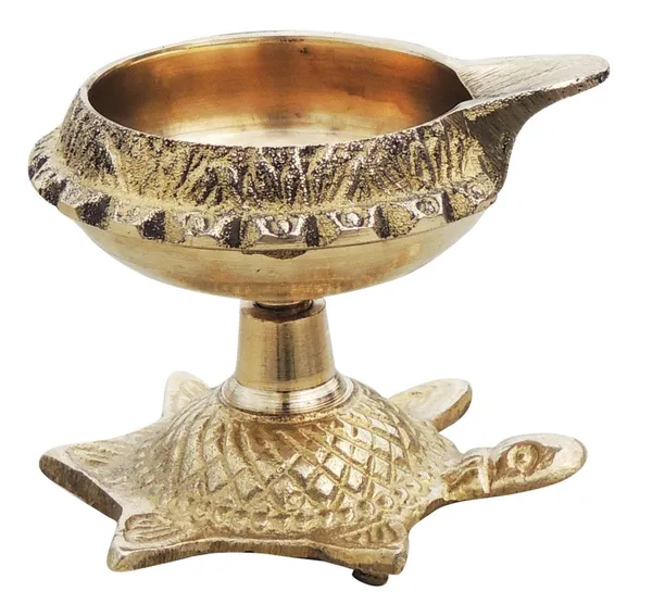 Brass_Table_Decor_Oil_Lamp_Deepak_On_Tortoise_6_Pcs.)_-_2.4x2.1x2_inch_(Z141_C)_-_Pack_of_2