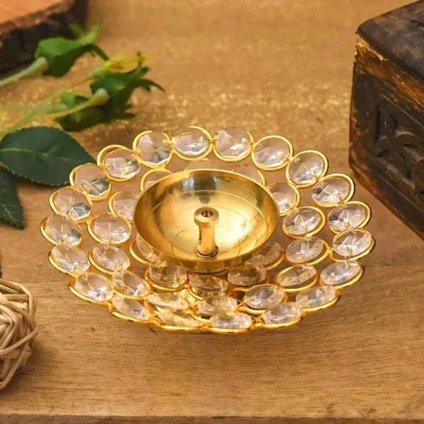 Brass_Table_Decor_Oil_Lamp_Crystal_Deepak_-_4x4x1_inch_(Z217_A)