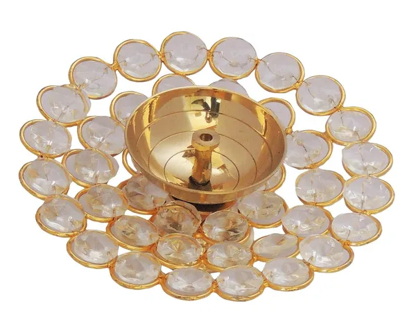 Brass_Table_Decor_Oil_Lamp_Crystal_Deepak_-_4x4x1_inch_(Z217_A)