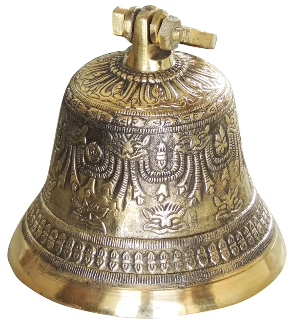 Brass_Hanging_Temple_Pooja_Bell,_Ghanta_Embose_-_6x6x8.5_inch_(Z221_E)