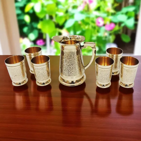 Brass_Glass_Lemon_Set_1_Jug_And_6_Glass_(Z234_A)