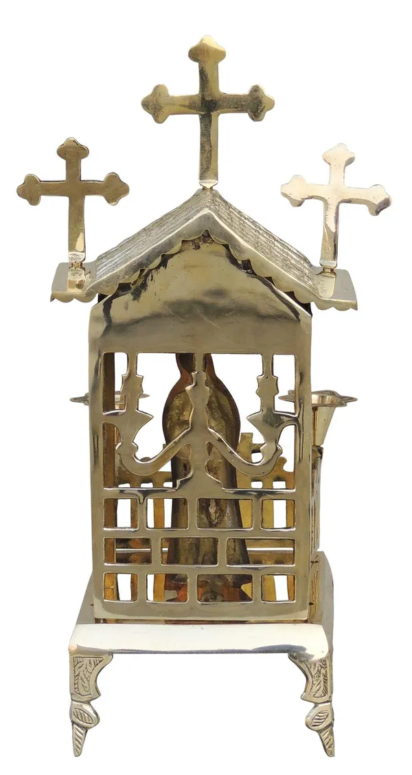Brass_Mary_Statue_Church_with_Candle_Stand_-_7x6x15.5_(Z576_F)